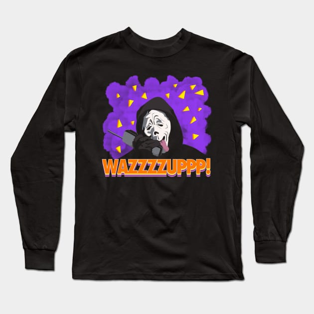 Wazzzzuppp Scary Movie Long Sleeve T-Shirt by mosgraphix